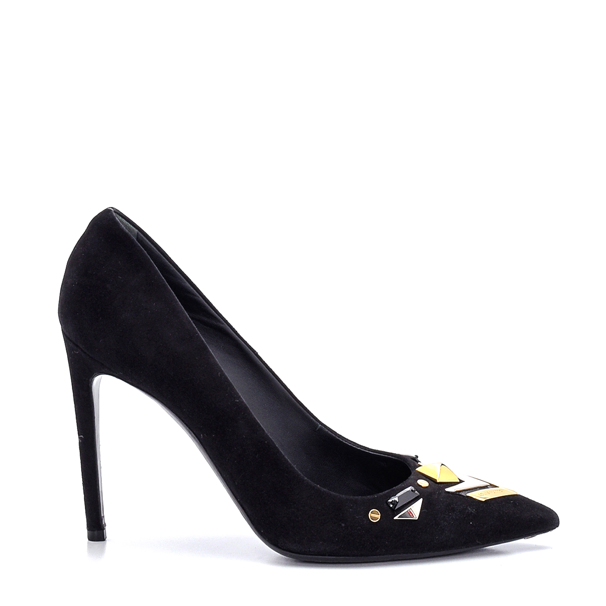 Louis Vuitton - Black Suede Studded Pumps